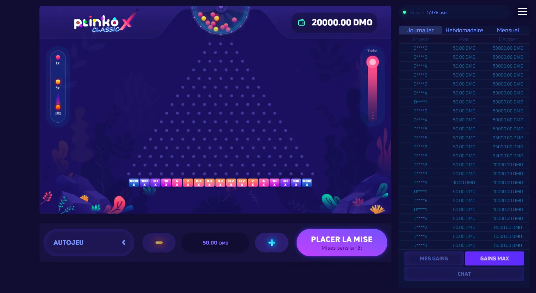 Plateau de jeu Plinko
